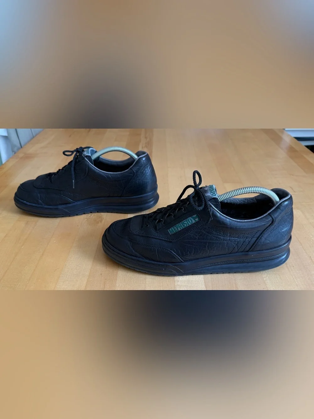 Mephisto Men's Match Black Mamouth 714 Flat Heel Lace-Up Leather Sneakers 10